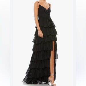 Mac Duggal Tiered Sleeveless Ruffle Gown